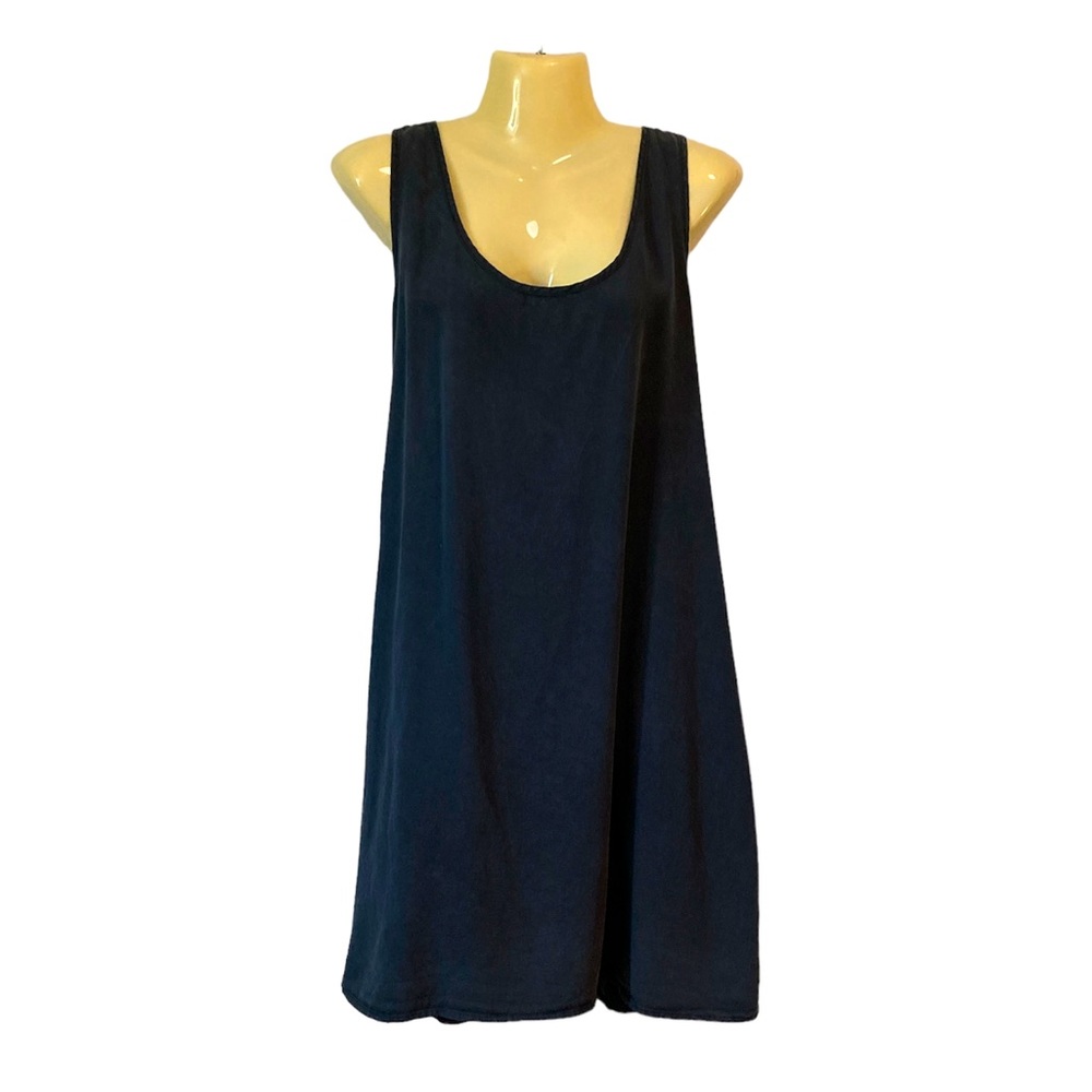 Statement Tank Dress Swim Cover Up Pockets Racer Back Jumper Neutral Gray Large